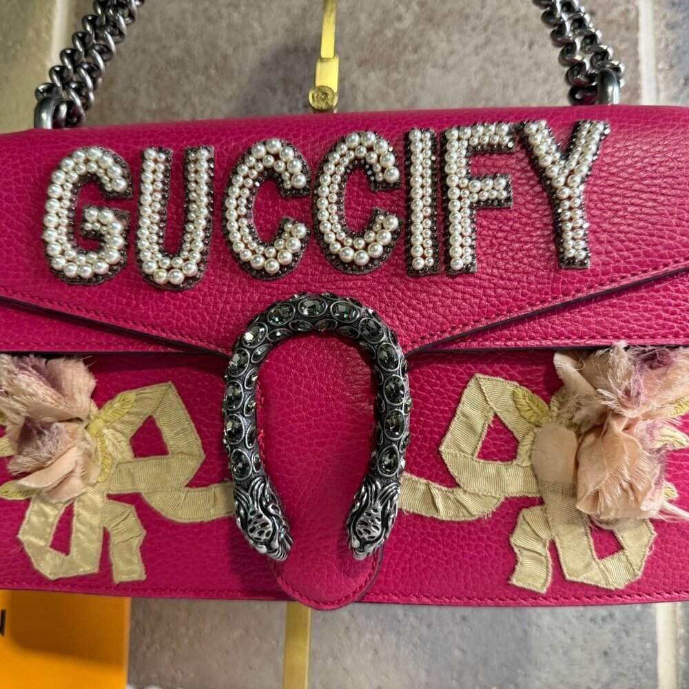 Auth Gucci GUCCIFY Embellished Dionysus Leather Shoulder Bag - Picture 12 of 17